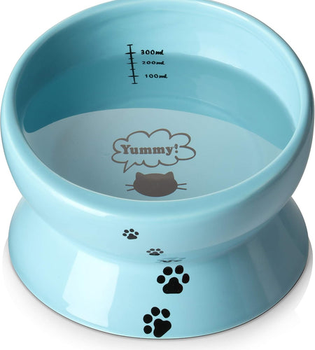 Elevated Cat Food Bowl, Raised Pet Food and Water Bowl, Cat and Small Dog Bowl, Tilted Ceramic Cat Water Bowl No Spill,15Oz, Dishwasher Safe