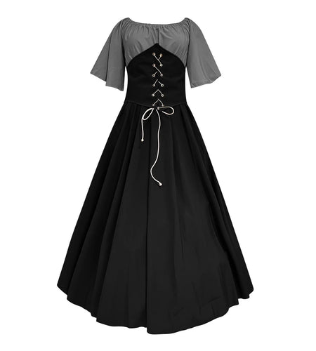Womens Renaissance Faire Dresses Medieval Irish Traditional plus Size Dresses Ruffle over Dress Corset Retro Cosplay Gown