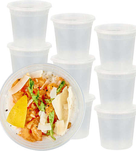 Asporto Microwavable To-Go Container - BPA Free round Soup Container with Clear Plastic Lid - Catering & Takeout - 24 Oz - Clear - Plastic - Disposable - 100Ct Box