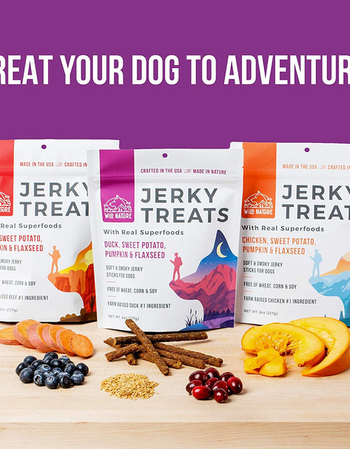 Load image into Gallery viewer, Jerky Dog Treats - Premium Beef, Chicken, &amp; Duck Jerky Sticks for Dogs Variety Packs - Healthy and Natural Jerky Treats Grain Free Made in the USA
