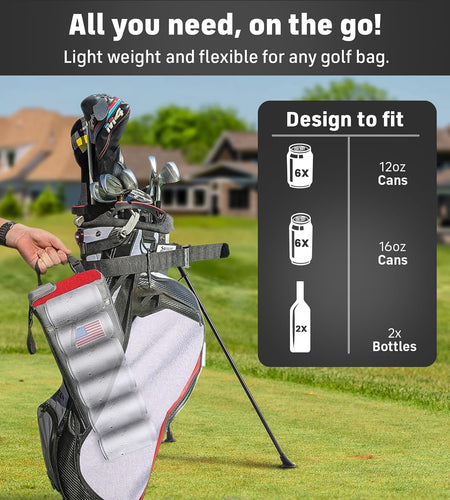 Frostbox Golf Bag Cooler and Ice Pack - Small 6 Pack Golf Beer Cooler - Hidden and Fits Discreetly in Golf Bag - Covert Insulated Golf Cooler Bag Sleeve - Golf Accessories for Men & Christmas Gift