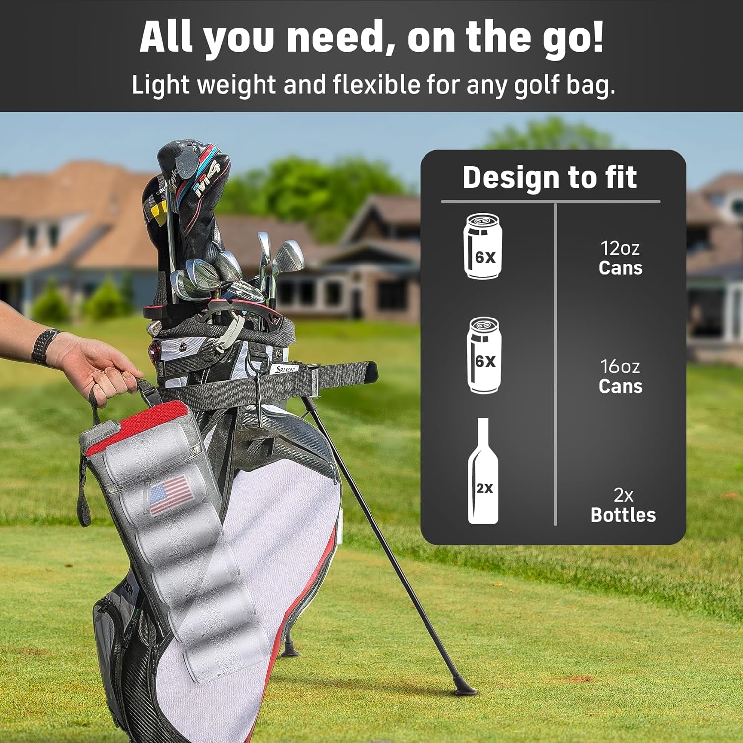 Frostbox Golf Bag Cooler and Ice Pack - Small 6 Pack Golf Beer Cooler - Hidden and Fits Discreetly in Golf Bag - Covert Insulated Golf Cooler Bag Sleeve - Golf Accessories for Men & Christmas Gift
