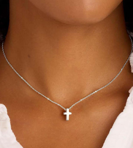 Cross Necklace for Women Girls, Dainty Gold Plated Cross Pendant Necklace Sideways Cross Choker Layered Cross Necklace for Women Girls