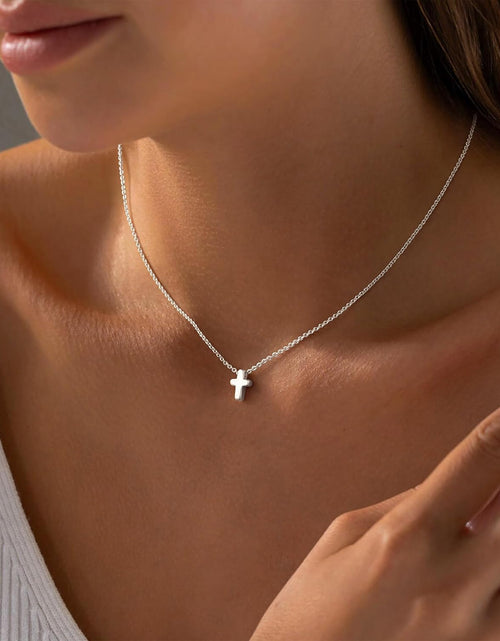 Load image into Gallery viewer, Cross Necklace for Women Girls, Dainty Gold Plated Cross Pendant Necklace Sideways Cross Choker Layered Cross Necklace for Women Girls

