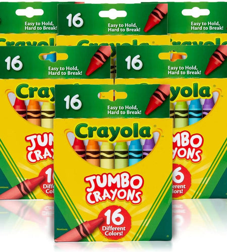 Jumbo Crayons Bulk, 6 Sets of 16 Large Crayons for Toddlers & Kids, School Supplies, Gifts [Amazon Exclusive]