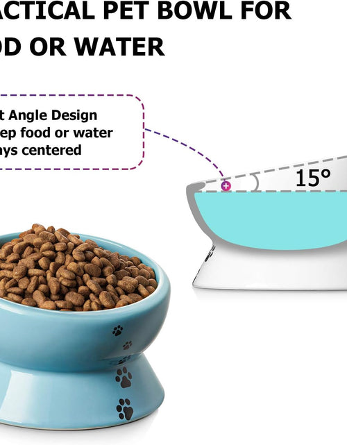 Load image into Gallery viewer, Elevated Cat Food Bowl, Raised Pet Food and Water Bowl, Cat and Small Dog Bowl, Tilted Ceramic Cat Water Bowl No Spill,15Oz, Dishwasher Safe
